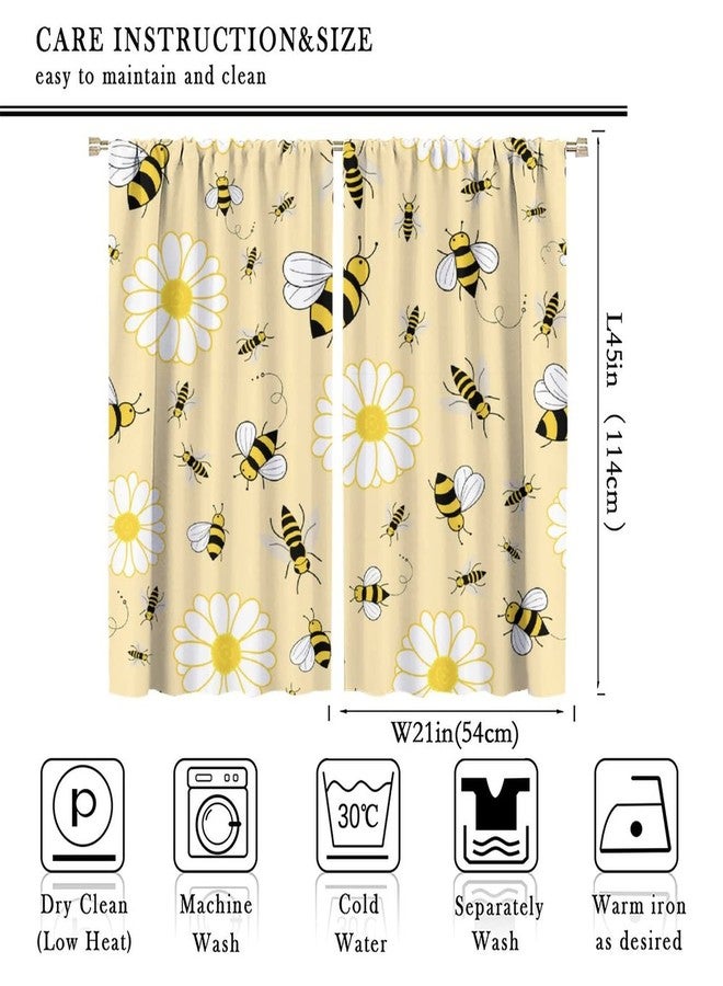 Kurtect Kids Bee Blackout Curtain Cute Floral Window Curtain Bees Farmhouse Sunlight Filtering Drapes Rod Pocket Living Room Kitchen Cafe Dining Room Bedroom 2 Panels 42x45 in - Image 2
